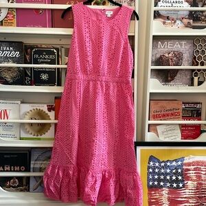 J.Crew Pink Eyelet Sleeveless Midi Dress